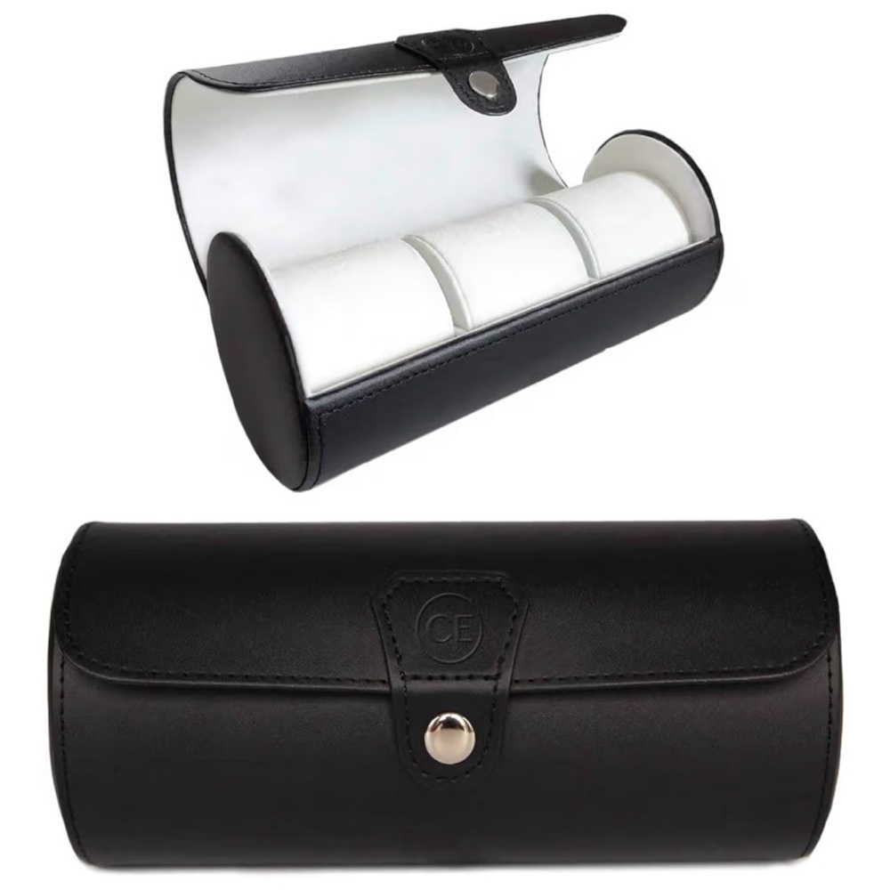 Luxury Automatic Watch Winder Black Leather Display Case Glass Top - Picture 6 of 10